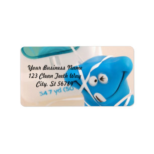 Etiqueta de dirección de dientes feliz