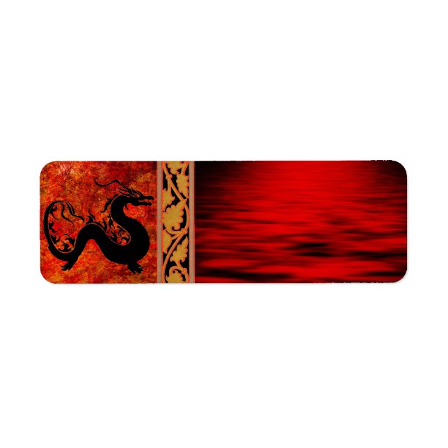 Etiqueta de dirección de dragón asiático (Frente)