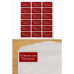 Etiqueta de dirección de empresa roja
