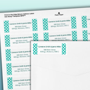 Etiqueta de dirección de envío con lunares blancos