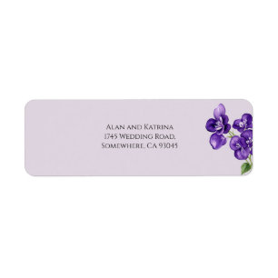 Etiqueta de Dirección de Envío de Violetas Moradas