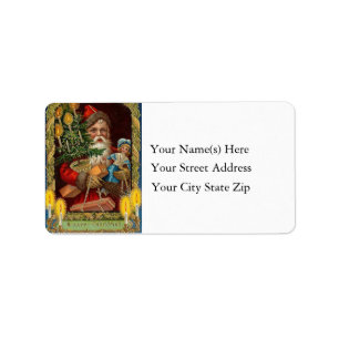 Etiqueta de dirección de época de Santa Claus de V