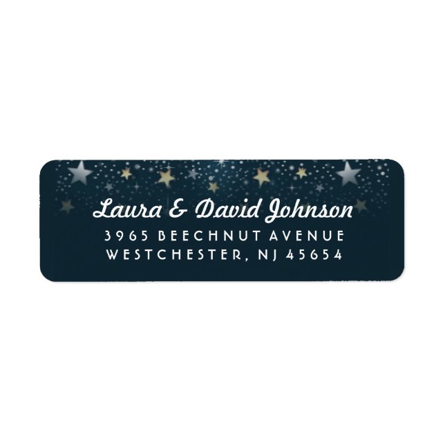 Etiqueta de dirección de estrellas verde azuladas  (Frente)