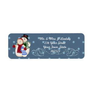 Etiqueta de dirección de familia de nieve