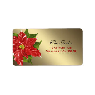 Etiqueta de dirección de flor de invierno roja de