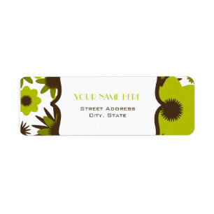 Etiqueta de dirección de flor - Flores verdes retr
