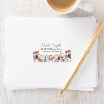 Etiqueta de dirección de flores silvestres