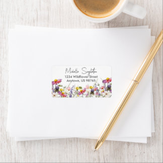 Etiqueta de dirección de flores silvestres