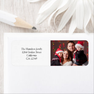 Etiqueta de dirección de foto de Navidades simples