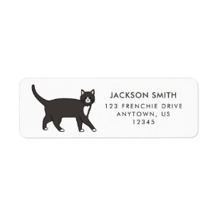 Etiqueta de dirección de gato de Tuxedo