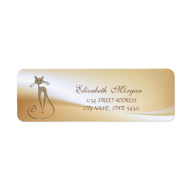 Etiqueta de dirección de gato glamuroso elegante- (Frente)