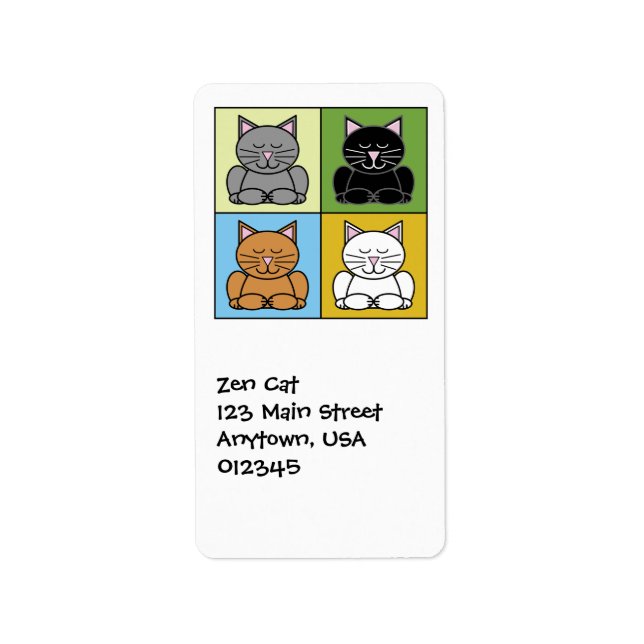 Etiqueta de dirección de gato Zen (Frente)