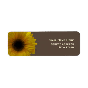 Etiqueta de dirección de girasol amarillo