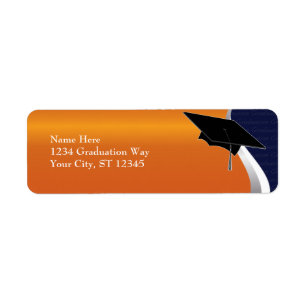 Etiqueta de dirección de graduación de naranja y a