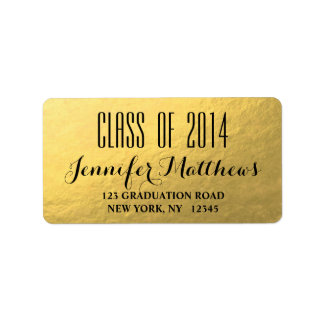Etiqueta de dirección de graduación Gold Glam Clas