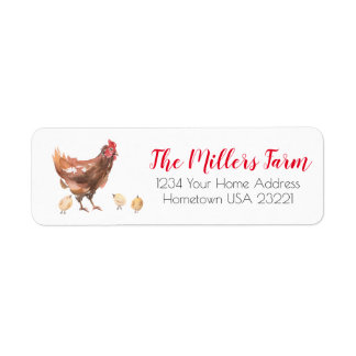 Etiqueta de dirección de granja rústica de pollo