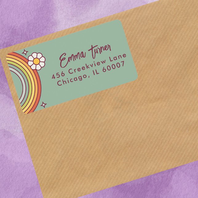 Etiqueta de dirección de guión moderno azul retro (Subido por el creador)