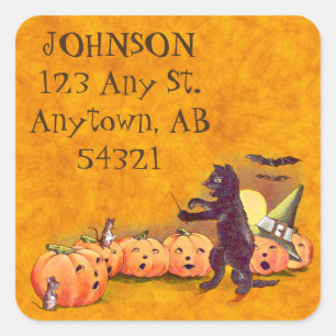 Etiqueta de dirección de Halloween de Gato Negro C