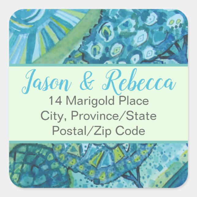 Etiqueta de dirección de hermosos árboles artístic (Anverso)