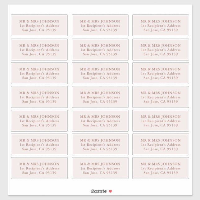 Etiqueta de dirección de invitado de boda 21 direc (Hoja)