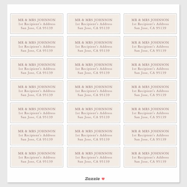 Etiqueta de dirección de invitado de boda 21 direc (Hoja)