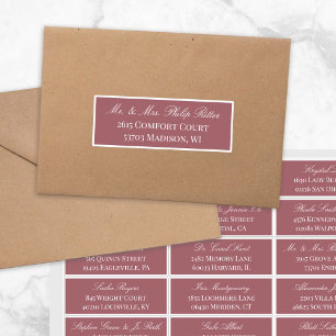 Etiqueta de dirección de invitado de boda con letr