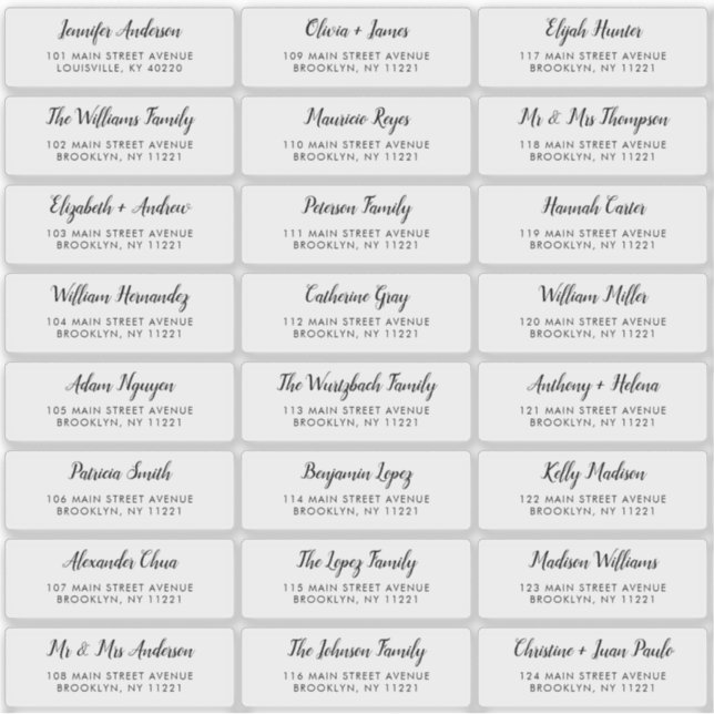 Etiqueta de dirección de invitado de Boda de guión (Anverso)