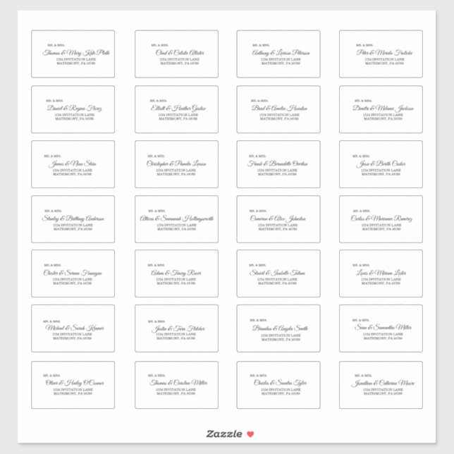 Etiqueta de dirección de invitado de caligrafía bl (Hoja)