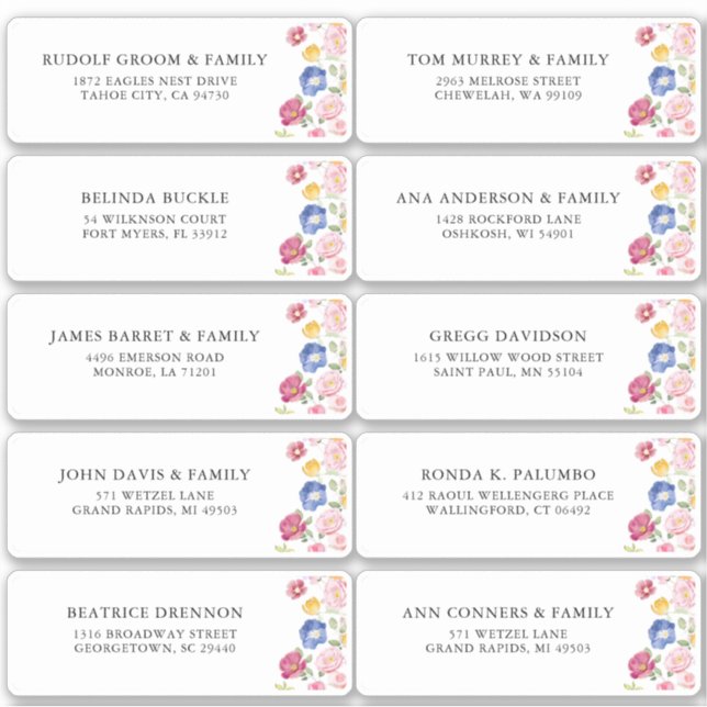 Etiqueta de dirección de invitado de flor silvestr (Anverso)