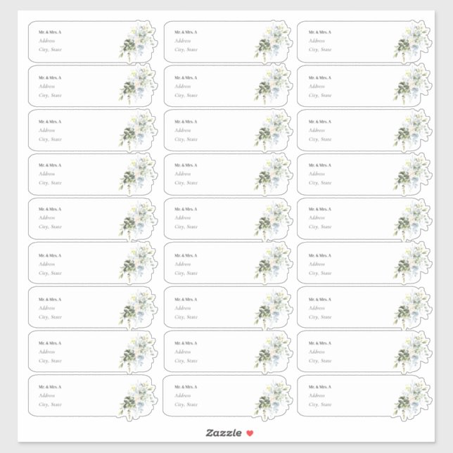 Etiqueta de dirección de invitado de Goma azul ele (Hoja)