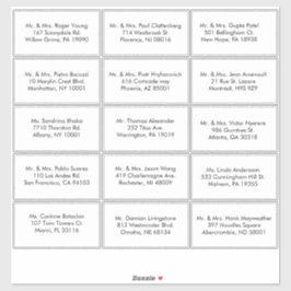 Etiqueta de dirección de invitado formal en blanco