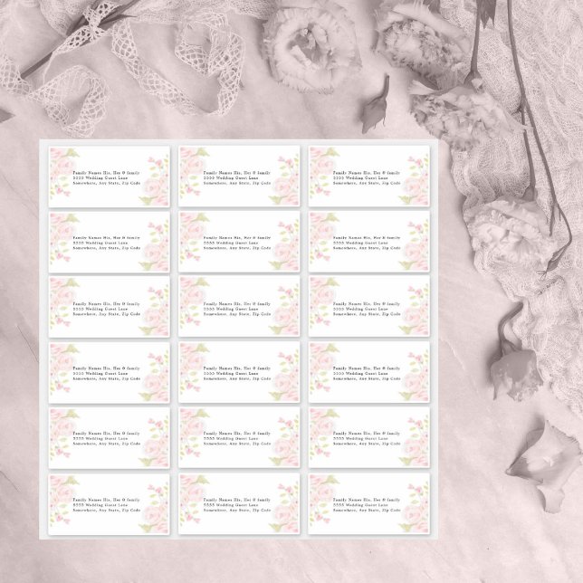 Etiqueta de dirección de invitado Rubor Floral ros (Subido por el creador)