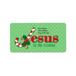 Etiqueta de dirección de Jesús del bastón de