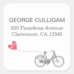 Etiqueta de dirección de la bici y del corazón -