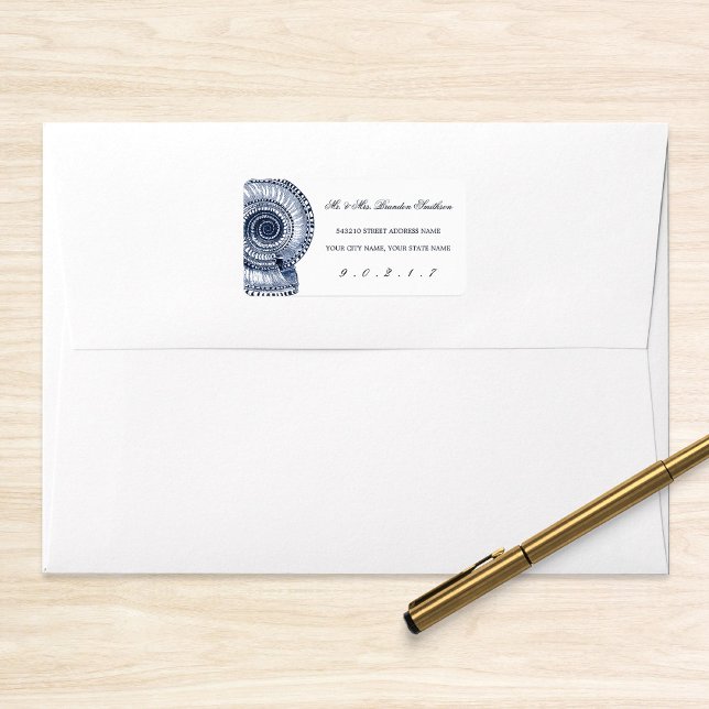 Etiqueta de dirección de la cubierta marina azul d (Subido por el creador)