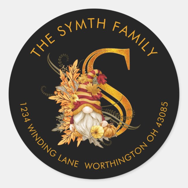 Etiqueta de dirección de la letra S del monograma  (Anverso)