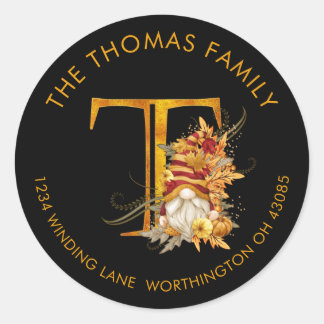 Etiqueta de dirección de la letra T del monograma 