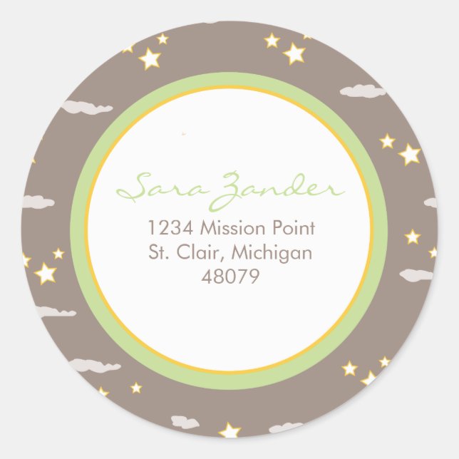 Etiqueta de dirección de la Luna y las estrellas/P (Anverso)