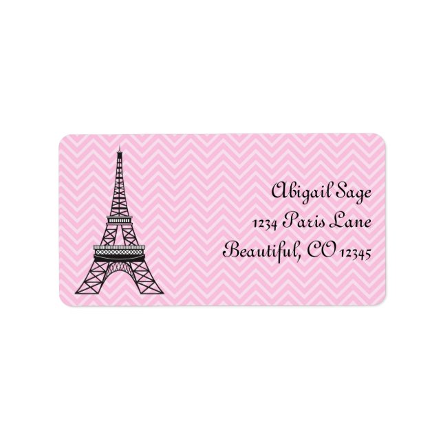 Etiqueta de dirección de la torre Eiffel de París  (Frente)