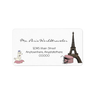 Etiqueta de dirección de la Torre Eiffel de París