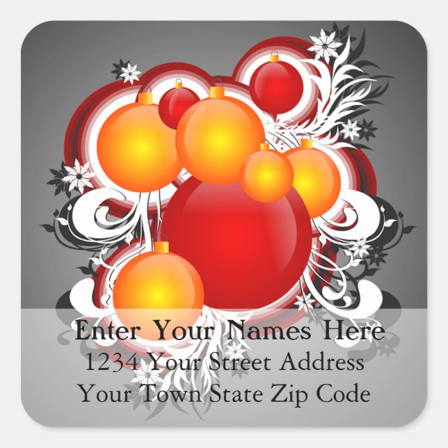 Etiqueta de dirección de los Ornamentos de Navidad (Anverso)