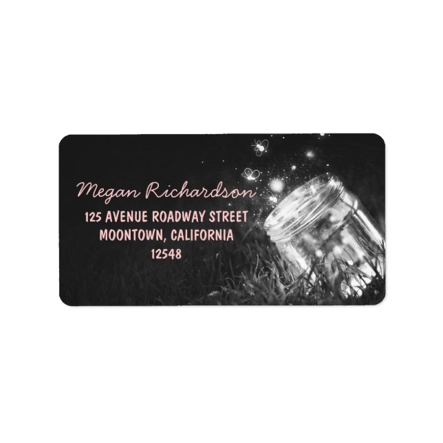 etiqueta de dirección de luces nocturnas romántica (Frente)