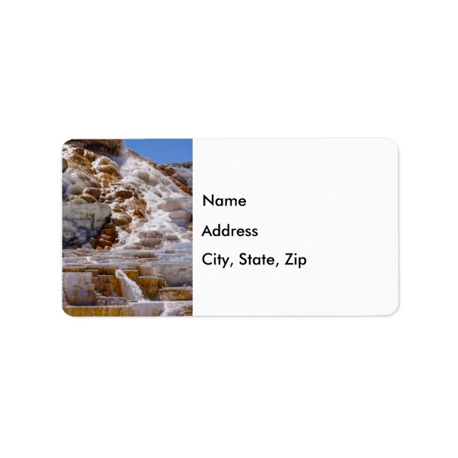 Etiqueta de dirección de Mammoth Hot Springs (Frente)