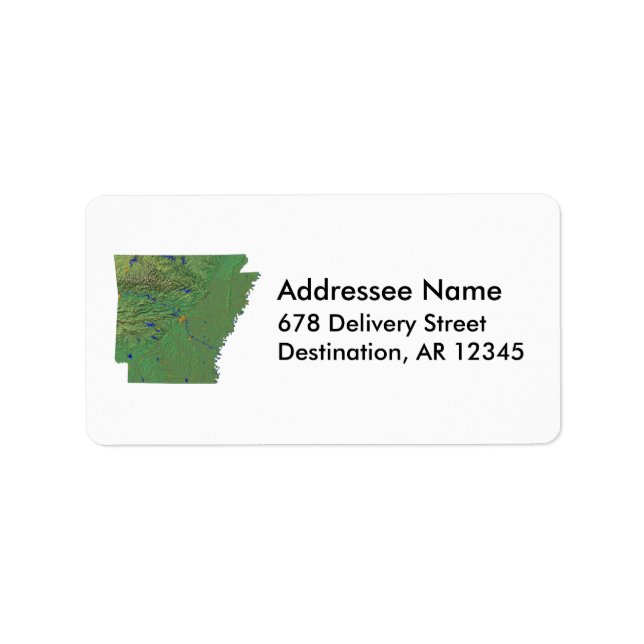 Etiqueta de dirección de mapa de Arkansas (Frente)