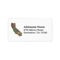 Etiqueta de dirección de mapa de California