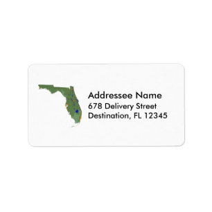 Etiqueta de dirección de mapa de Florida