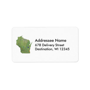 Etiqueta de dirección de mapa de Wisconsin