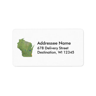 Etiqueta de dirección de mapa de Wisconsin