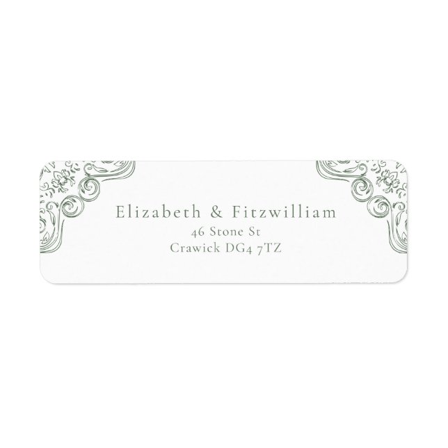 Etiqueta de dirección de marco de marco verde vint (Frente)