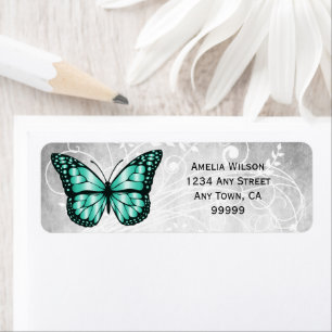 Etiqueta de dirección de mariposa Verde azulada br